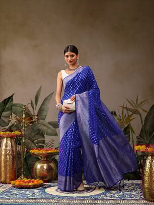 Blue Banarasi Georgette Silk Saree