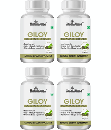 Herbs Library Giloy Immunity Booster, 60 Capsules Each (Pack of 4)