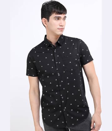 Ketch 100% Cotton Regular Fit Printed Half Sleeves Men's Casual Shirt - Black ( Pack of 1 )