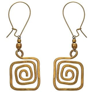 Look and Adorn Handmade Dokra Brass Long Square Spiral Earring