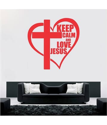 Decor Villa keep Calm And Love Jesus Sticker ( 58 x 58 cms )