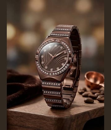 Renaissance Traders Coffee Metal Analog Womens Watch