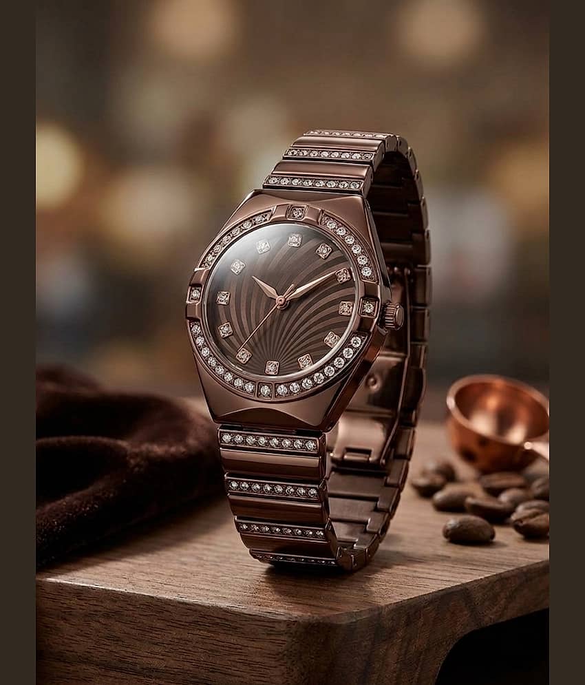 Renaissance Traders Coffee Metal Analog Womens Watch
