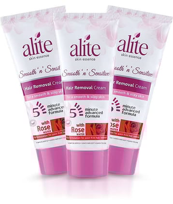 Alite Hair Removal Cream for Women Painless & Effective with Rose Water (60g x Pack of 3)
