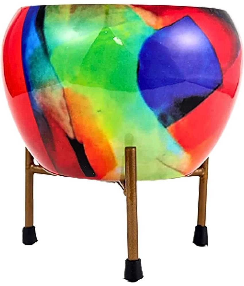 HOMSSY - Multicolor Metal Decorative Pots ( Pack of 1 )