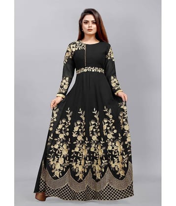Apnisha - Black Anarkali Georgette Women's Semi Stitched Ethnic Gown ( Pack of 1 )