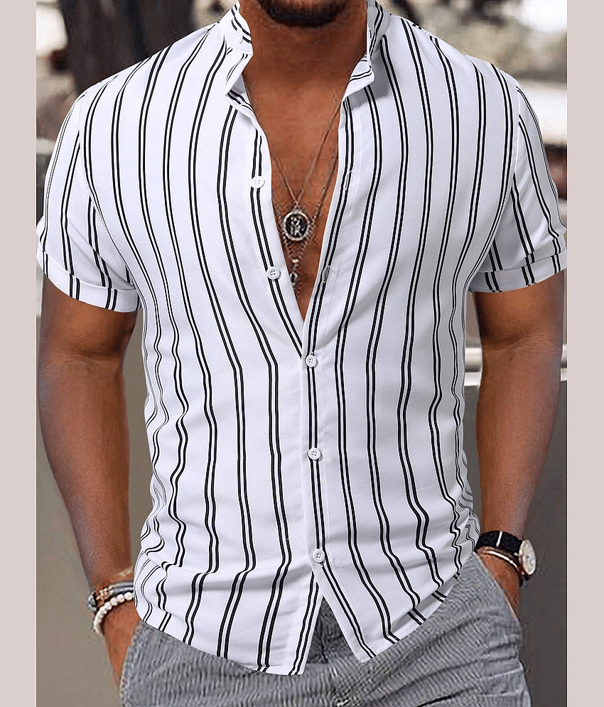 AAPSKA Poly Cotton Regular Fit Printed Half Sleeves Men's Casual Shirt - White ( Pack of 1 )