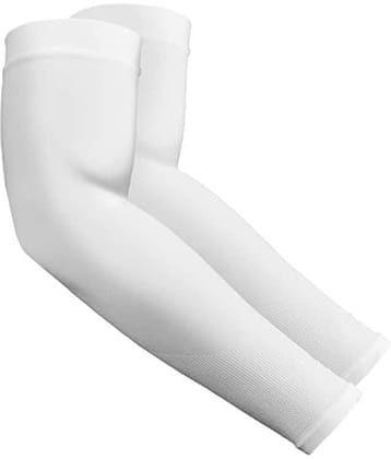 Mahek Accessories - White Self Design Riding Sleeves ( Single Set )