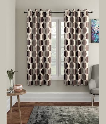 Cortina - Polka Dots Printed Room Darkening Eyelet Curtain-7 Ft-pack of 2