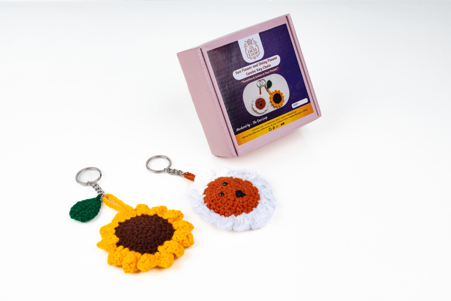Sunflower & Daisy Crochet Keychain Set of 2 Each