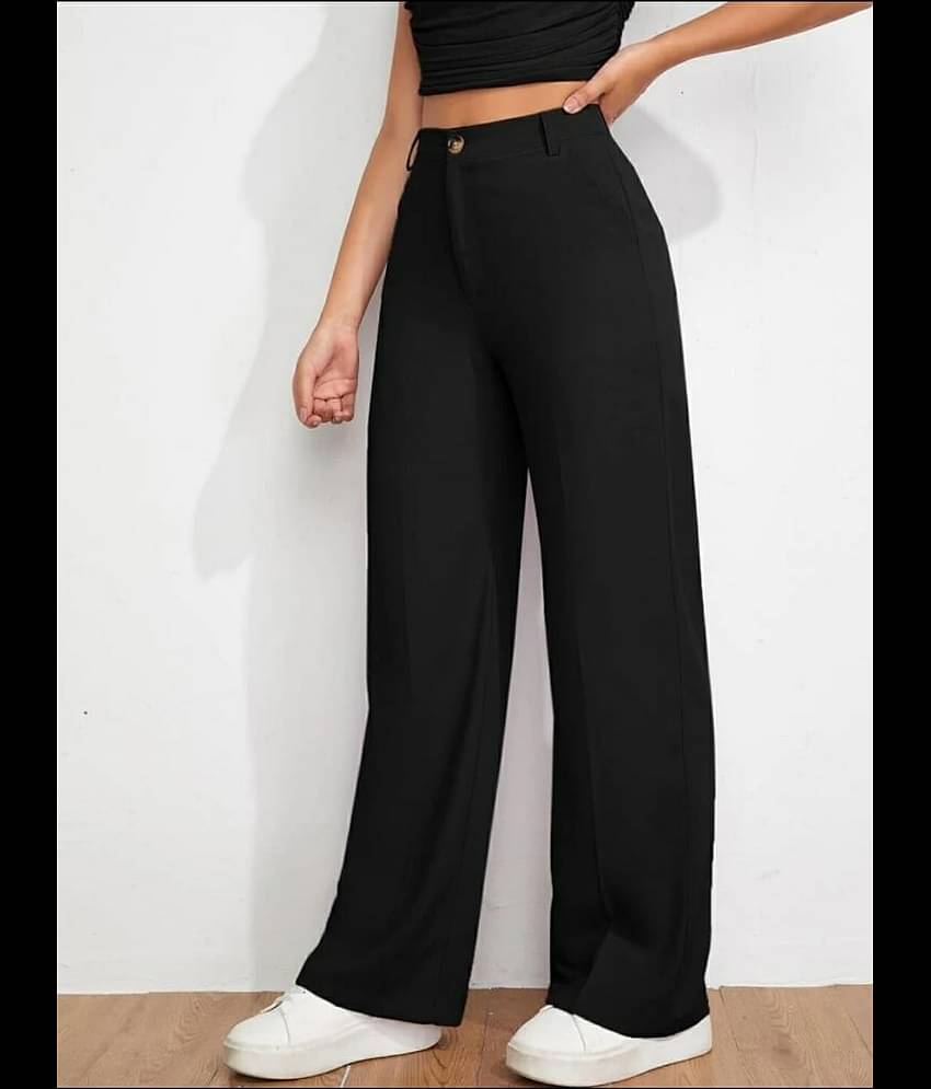 Broadstar Pack of 1 Polyester Straight Women's Casual Pants ( Black )