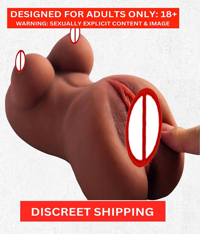 Male Masturbator - 3D Realistic Pussy Ass and Silicone Vagina Butt Anal Adult Products Sex Toys with 2 Hole(BROWN)