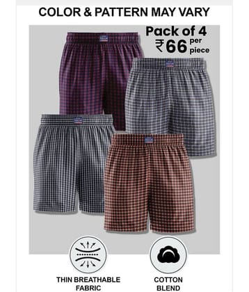 FTX Pack of 4 Cotton Blend Boxers For Men's ( Navy )