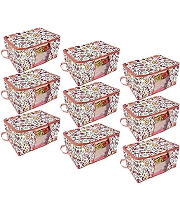 PrettyKrafts Underbed Storage Bag, Storage Organizer, Blanket Cover with Side Handles (Set of 9 pcs) -Multi Flower