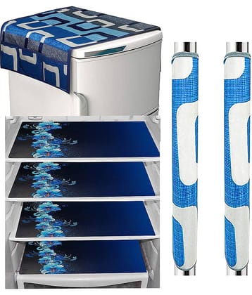 PVC Abstract Fridge Mat & Cover ( 99 53 ) Pack of 7 - Blue