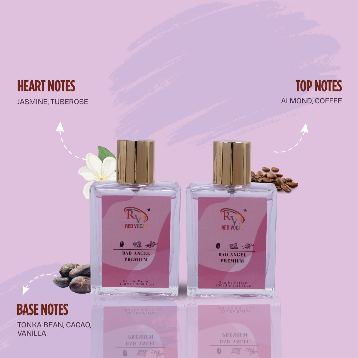 Red Vocal Bad Angel Premium Eau De Parfum 100ml for Women Set of 2Pcs 100ml Each