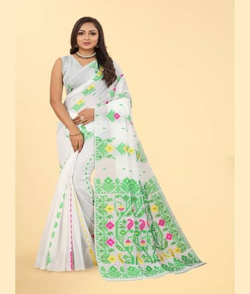 NENCY FASHION Cotton Printed Saree With Unstitched Blouse Piece ( Navy Blue )