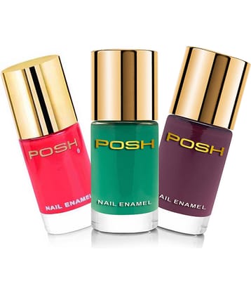 Posh - Multi Glossy Nail Polish ( Pack of 3 )