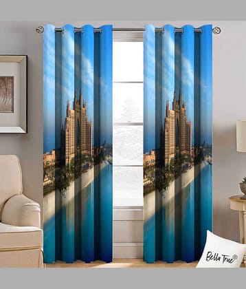 BELLA TRUE  Set of 2 Window SemiTransparent Eyelet Polyester Multi Color Curtains ( 152 x 113 cm )