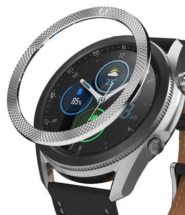Bezel Styling for Galaxy Watch 3 45mm - Knurled Silver  45-42 (ST)   [Stainless Steel]