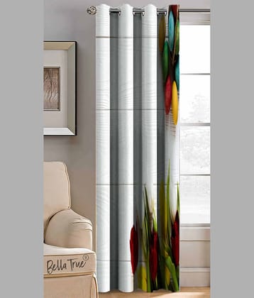 BELLA TRUE Abstract Printed Semi-Transparent Eyelet Curtain 7 ft ( Pack of 1 ) - Multicolor