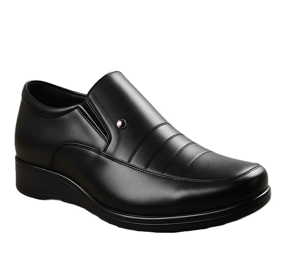 Men's Synthetic Leather Solid Slip-On Formal Shoes (Black) - Style 67993