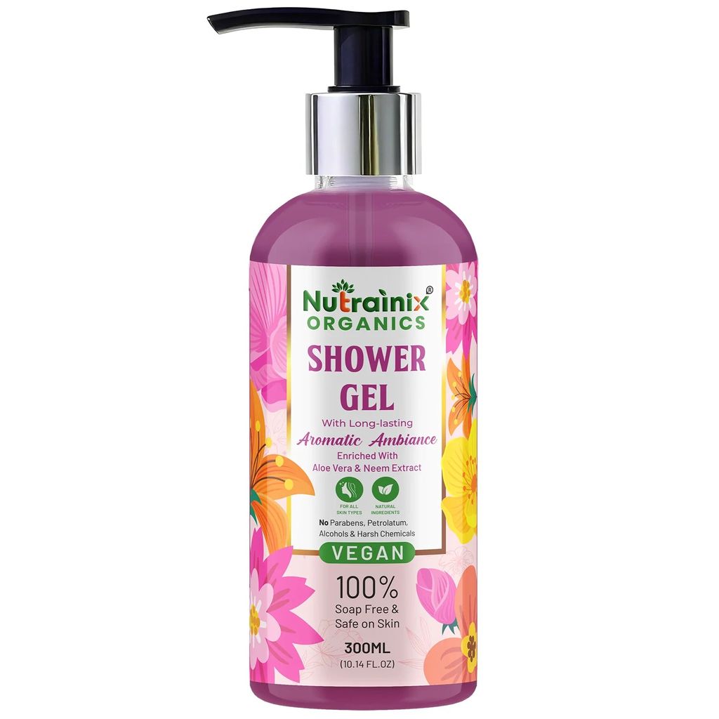 Nutrainix Organics Aromatic Bliss Shower Gel, Skin-Loving Aloe Vera & Neem for Mindful Self-Care - 300ml