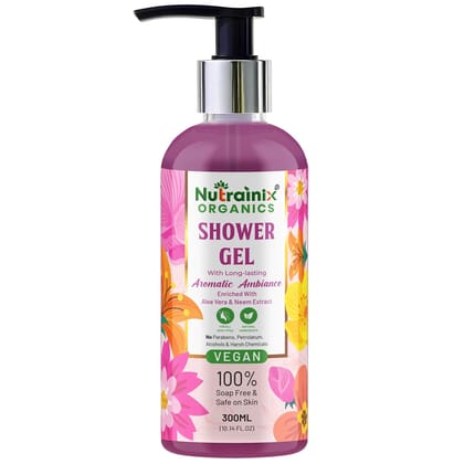Nutrainix Organics Aromatic Bliss Shower Gel, Skin-Loving Aloe Vera & Neem for Mindful Self-Care - 300ml