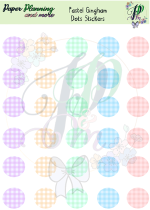 Pastel Gingham Dots Sticker Sheet-Matte / Uncut / A5