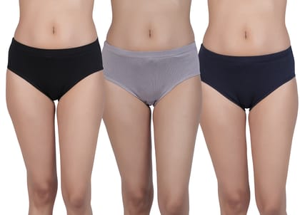 Eve's Beauty Women's Cotton Stretch Panties | Mid Rise Waist | Assorted Pack of 3 Panties-M