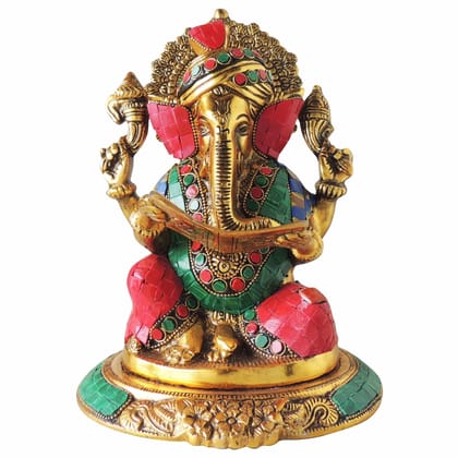 Aluminium Showpiece Ganesh Statue (ASMAS406 G)