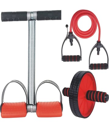 FITNESS INDIA Tummy Trimmer | Toning Tube | AB Wheel (Combo of 3) Waist Trimmer Body Toner Abs Exerciser Fat Buster Home Gym Exercise Equipment Abdominal