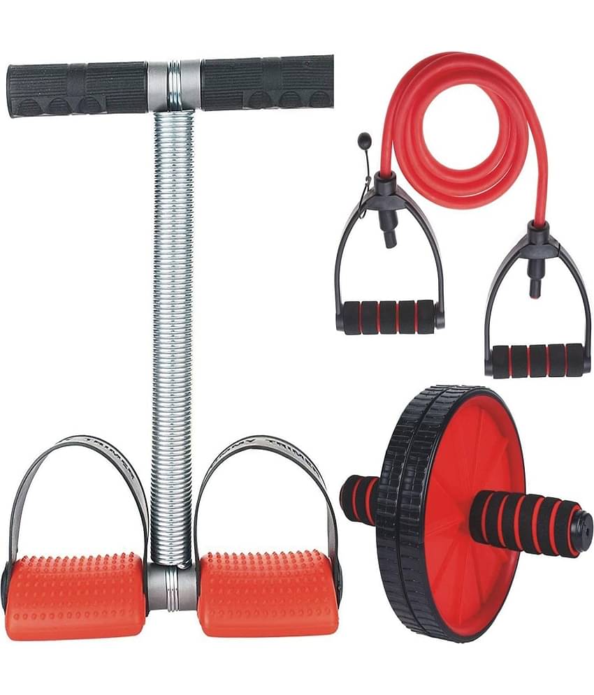 FITNESS INDIA Tummy Trimmer | Toning Tube | AB Wheel (Combo of 3) Waist Trimmer Body Toner Abs Exerciser Fat Buster Home Gym Exercise Equipment Abdominal