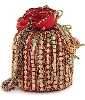 Bulbul Maroon Silk Potli