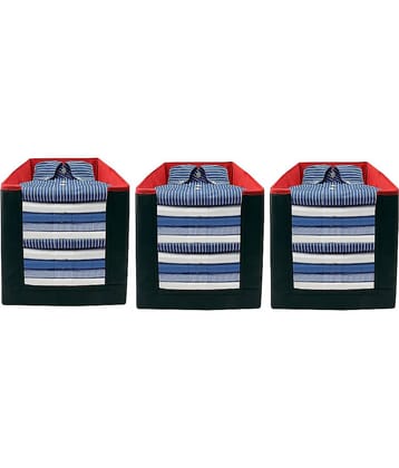 SH. NASIMA Foldable Non Woven Shirt Stacker Wardrobe Organizer With Side Handle (Pack of 3 Black Red)