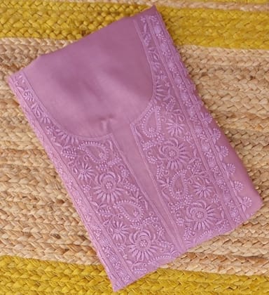 Hand-Embroidered Chanderi Suit | Purple
