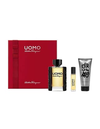 Salvatore Ferragomo Uomo Gift Set Edt 100Ml + Mini Edt 10Ml + Body Wash 100Ml