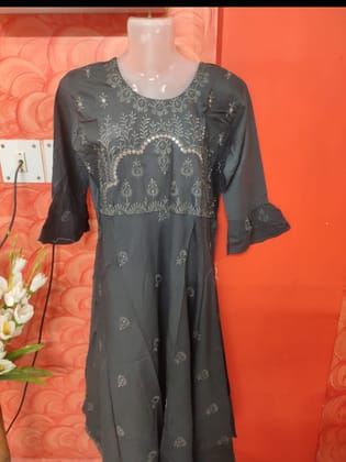 Cotton embroidery long dress