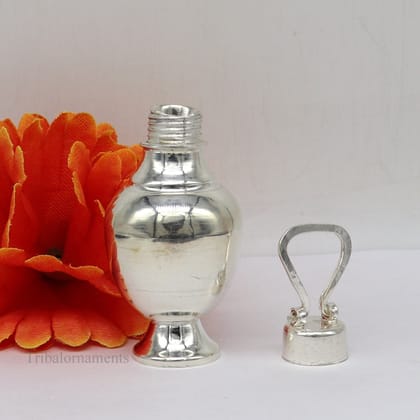 925 sterling silver handmade plain design Gangjali, Silver Gangajal Patra, best silver water pot kalash puja utensils Diwali special su416