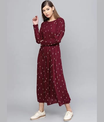 Rare Women Rayon A-line Dress ( Maroon )