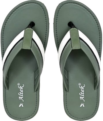 Altek Green Men's Leather Slipper