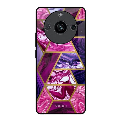 Electroplated Geometric Marble Glass Case for Realme 11 Pro 5G