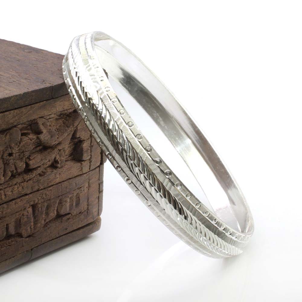 Indian Real Sterling Silver Men's Bangle pure silver Bracelet-Dia 6 CM (Circ 7.42 Inch)