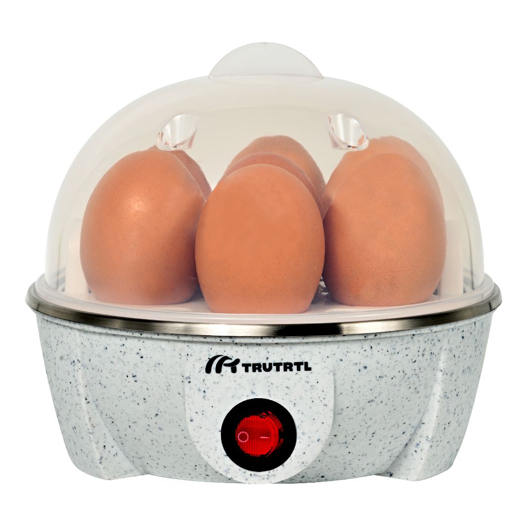 truTRTL Smart Instant Egg Boiler Machine 350 Watts | Boil upto 7 Eggs (Hard, Medium, Soft) | Automatic, Overheat Protection | Marble| Plastic