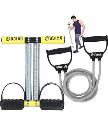 Oddish; Way To Fitness Tummy Trimmer Double Spring With Foam Grip Handle and Resistance Band Combo Pack For Men & Women - Ab Exercise Equipement, Abdominal Workout For Home & Gym Use - Stomach, Abs, Belly Exercise
