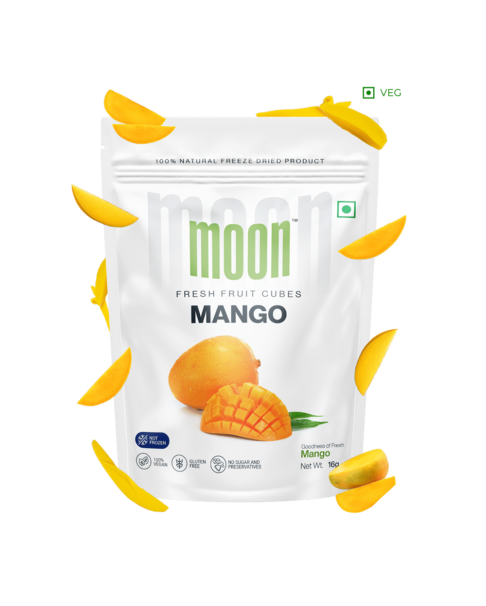 Moon Freeze Dried Mango Cubes, 16 gm