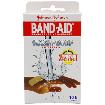Johnson & Johnson Band Aid - Antiseptic, Washproof, 10 Pcs