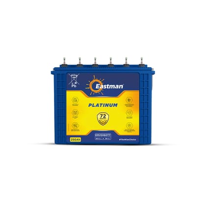 Eastman EM25060TT | Tall Tubular | 250 AH Inverter Battery |Warranty 72 (36+36) Months for Home & Office