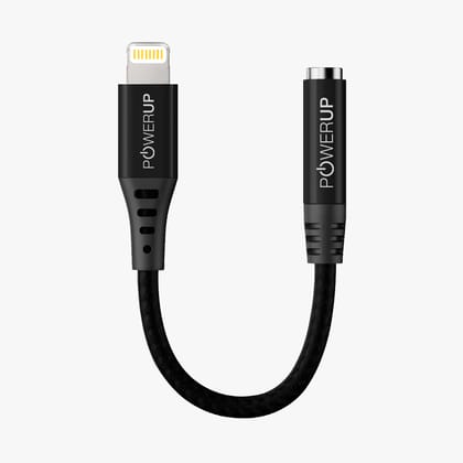POWERUP Lightning to 3.5 mm Headphone Jack Adapter Cable 12 cm - Black