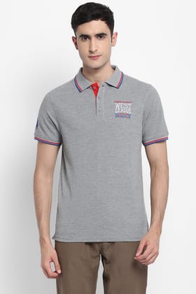 Men's Polo Collar T-Shirt - Grey Melange-Medium / Grey
